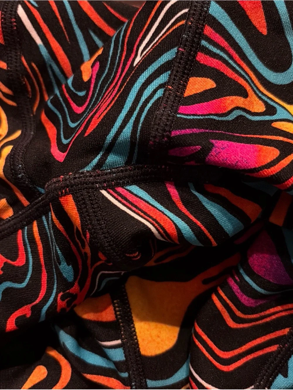 TYR Men's Multicolor Swirl-Print Swim Jammer - Black Waist Size 32